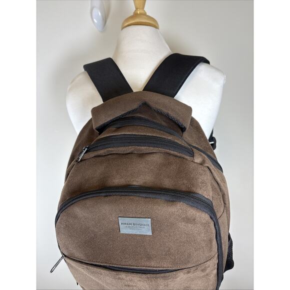 Hiram Bingham Belmond Train Brown Suede Feel Backpack Travel Daypack School Bag - Picture 3 of 12